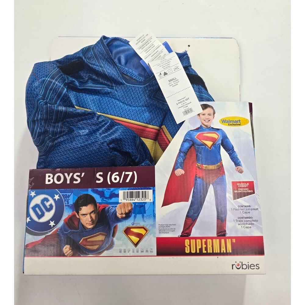 Rubie's DC Superman Boys Padded Muscle Chest Costume Size 6-7 Cape Missing.